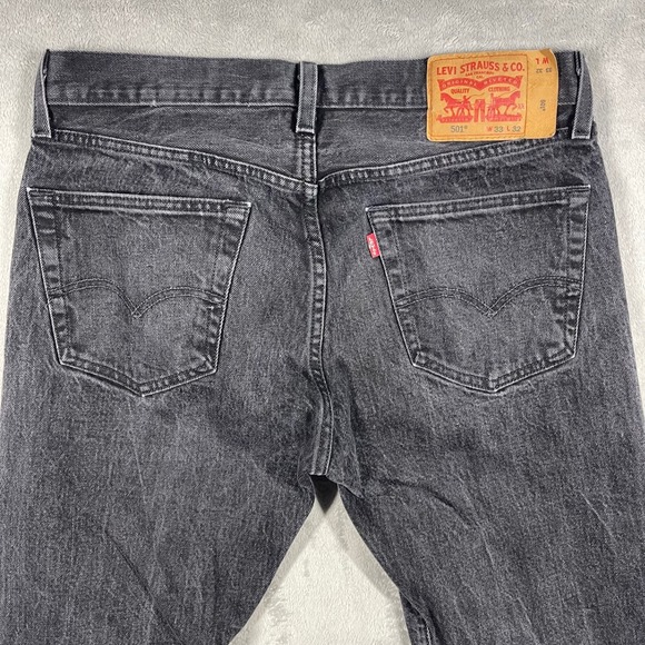 Levi's 501 Original Fit Jeans Men 33(32)x32(30) Black Straight Leg Button Fly - Picture 11 of 13
